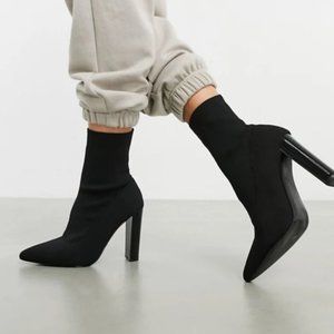 ASOS DESIGN Enhance block heel sock boots